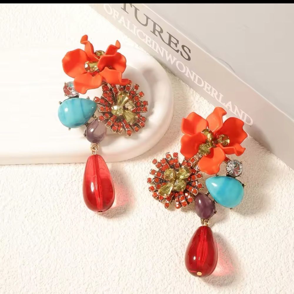 Zara Vibrant Floral Statement Earrings